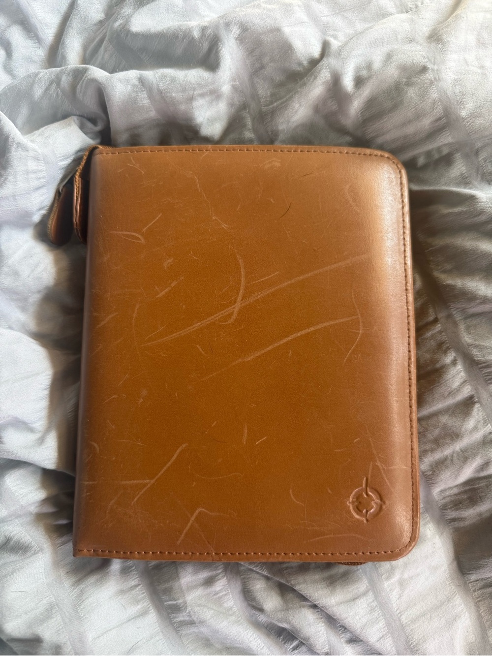 Franklin Covey Chestnut Brown Leather Zip Portfolio
